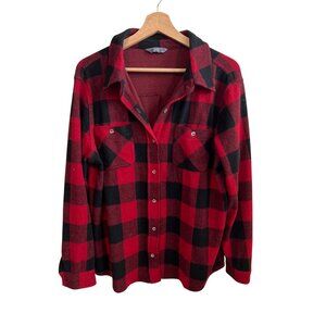 Member's Mark Cozy Button-Down Red & Black Buffalo Plaid Shirt Women's Size M
